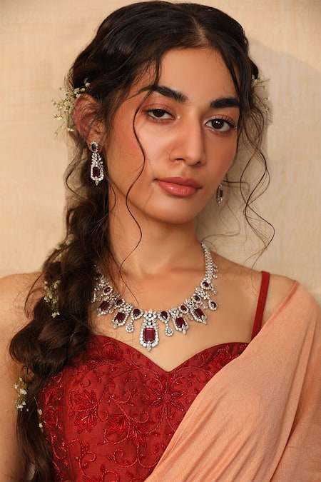 Rashika Sharma Maroon Saree And Blouse Chanderi Silk Lining Shantoon Sweetheart Draped With at Aza Fashions Rashika Sharma_Maroon Saree And Blouse Chanderi Silk Lining Shantoon Sweetheart Draped With _at_Aza_Fashions