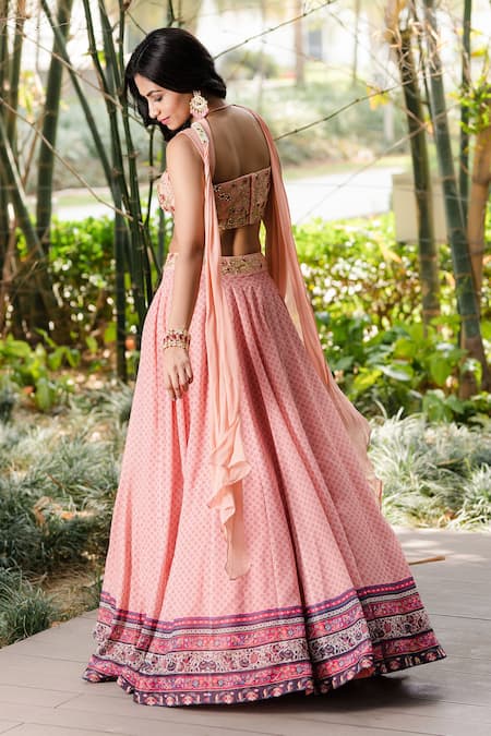 Shop Rashika Sharma Pink Blouse Cotton Silk, Lehenga Chiffon And Dupatta Net Lining Shantoon Set at Aza Fashions Shop_Rashika Sharma_Pink Blouse Cotton Silk, Lehenga Chiffon And Dupatta Net Lining Shantoon Set _at_Aza_Fashions