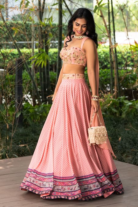 Soft Pink Lehenga With Blouse | Pink lehenga, Silk lehenga, Lehenga