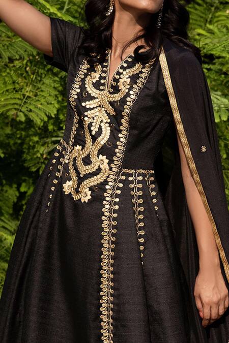 Buy Rashika Sharma Black Kurta Dupion Silk Pant And Dupatta Georgette Round Kalidar Set Online at Aza Fashions Buy_Rashika Sharma_Black Kurta Dupion Silk Pant And Dupatta Georgette Round Kalidar Set _Online_at_Aza_Fashions