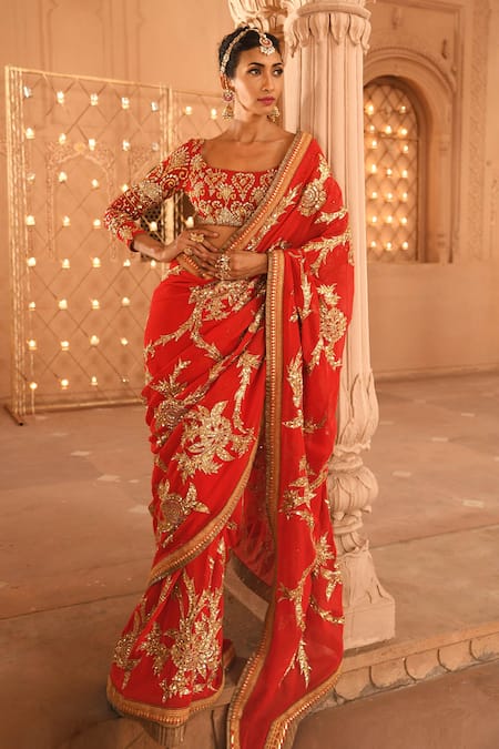 Reynu Taandon Embroidered Saree with Blouse 