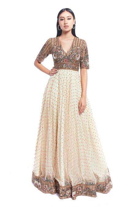 Rocky Star Multi Color Net Embellished Gown