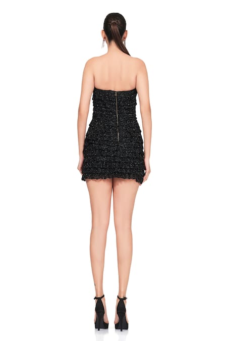 Shop Rocky Star Black Net Cutdana Straight Embroidered Tube Dress at Aza Fashions Shop_Rocky Star_Black Net Cutdana Straight Embroidered Tube Dress _at_Aza_Fashions