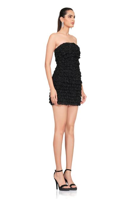 Rocky Star Black Net Cutdana Straight Embroidered Tube Dress Online at Aza Fashions Rocky Star_Black Net Cutdana Straight Embroidered Tube Dress _Online_at_Aza_Fashions