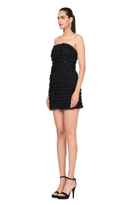 Buy Rocky Star Black Net Cutdana Straight Embroidered Tube Dress Online at Aza Fashions Buy_Rocky Star_Black Net Cutdana Straight Embroidered Tube Dress _Online_at_Aza_Fashions