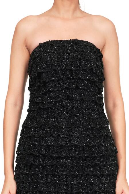 Shop Rocky Star Black Net Cutdana Straight Embroidered Tube Dress Online at Aza Fashions Shop_Rocky Star_Black Net Cutdana Straight Embroidered Tube Dress _Online_at_Aza_Fashions