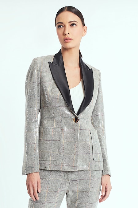 Buy_Rocky Star_Grey Polyester Blend Plaid Blazer And Pant Set_Online_at_Aza_Fashions