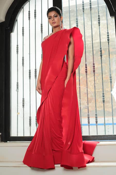 Reynu Taandon Pre-Draped Saree with Chanderi Blouse 