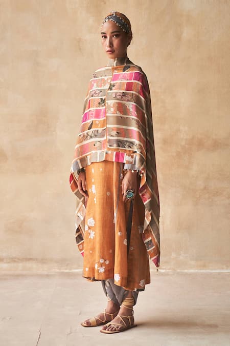 Aseem Kapoor Printed Striped Dupatta 