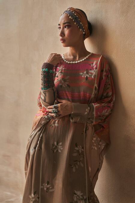 Buy Aseem Kapoor Beige Pant Linen Tunic Silk Round Printed And Set Online at Aza Fashions Buy_Aseem Kapoor_Beige Pant Linen Tunic Silk Round Printed And Set_Online_at_Aza_Fashions