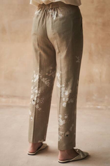 Aseem Kapoor Beige Pant Linen Tunic Silk Round Printed And Set at Aza Fashions Aseem Kapoor_Beige Pant Linen Tunic Silk Round Printed And Set_at_Aza_Fashions