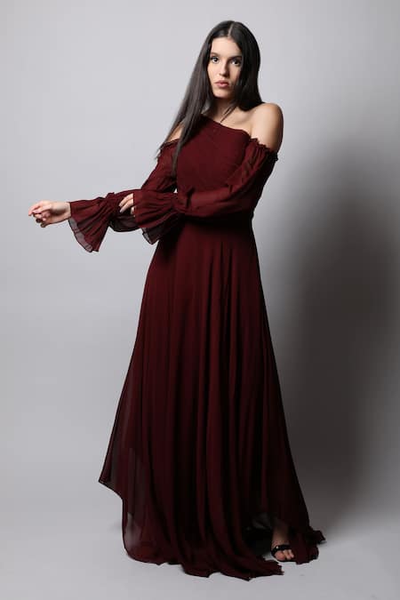 Swatee Singh Georgette Cold Shoulder Gown 