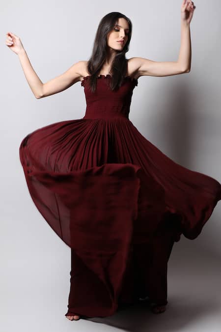 Swatee Singh Georgette Smocked Tube Gown 