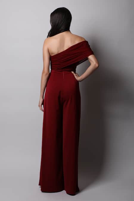 Swatee Singh Crepe One Shoulder Draped Jumpsuit 