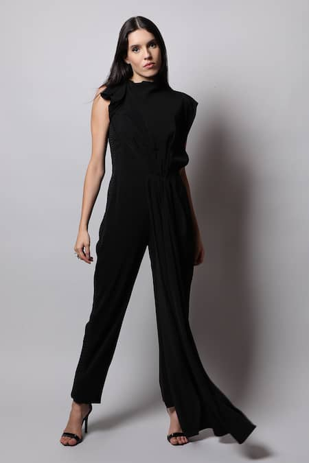 Swatee Singh Crepe Jumpsuit With Drape 