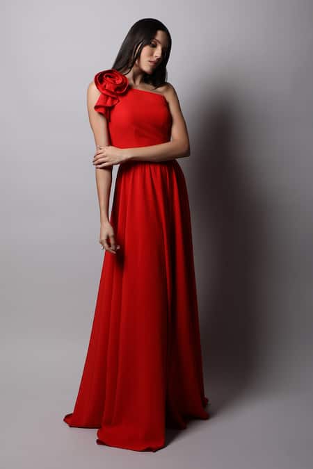 Swatee Singh Crepe One Shoulder Gown 
