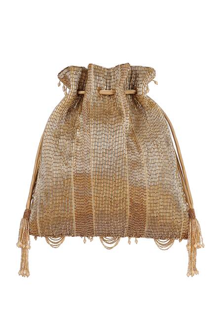 Buy Lovetobag Gold Embellished Ruched Potli With Handle Online at Aza Fashions Buy_Lovetobag_Gold Embellished Ruched Potli With Handle _Online_at_Aza_Fashions