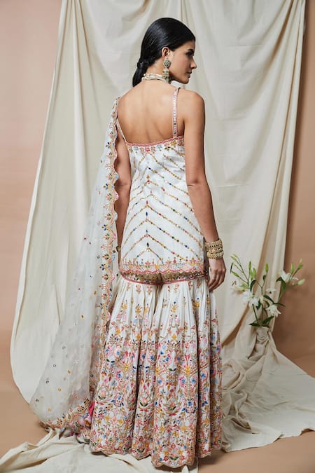 Tamanna Punjabi Kapoor Chanderi Embroidered Kurta Gharara Set 