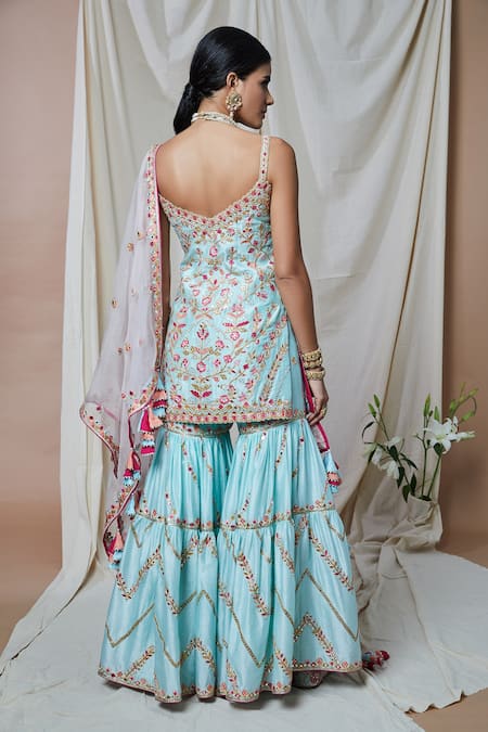 Tamanna Punjabi Kapoor Chanderi Embroidered Kurta Gharara Set 