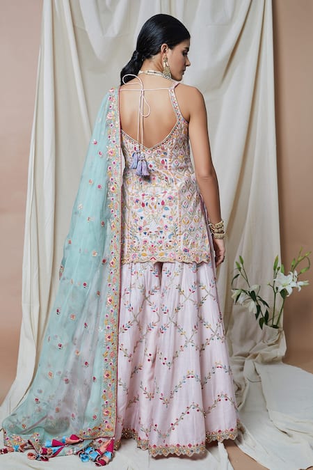 Tamanna Punjabi Kapoor Chanderi Embroidered Kurta Sharara Set 