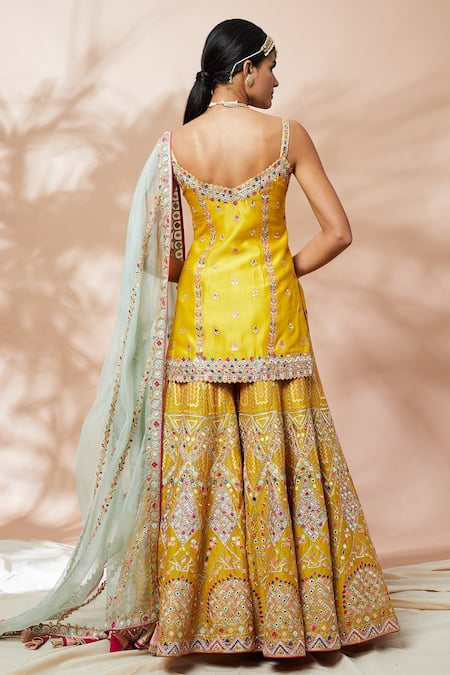 Tamanna Punjabi Kapoor Chanderi Embroidered Kurta Gharara Set 