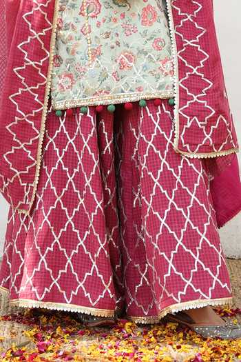 Shop_Gulabo Jaipur_Green Ruqaiya Cotton Silk Kurta Sharara Set_Online_at_Aza_Fashions