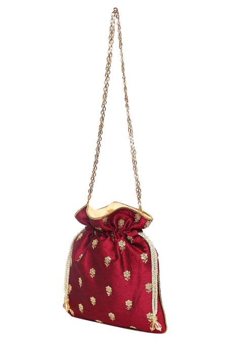 Buy The Purple Sack Red Embroidery, Sequins Hand Potli Bag Online at Aza Fashions Buy_The Purple Sack_Red Embroidery, Sequins Hand Potli Bag _Online_at_Aza_Fashions