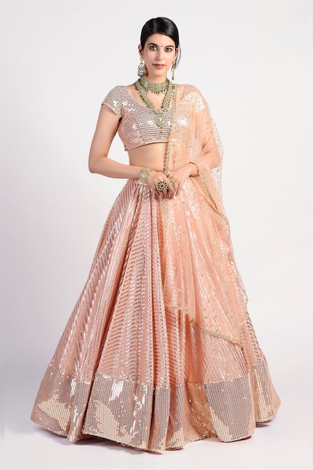 Rishi and Vibhuti Embroidered Chanderi Lehenga Set 