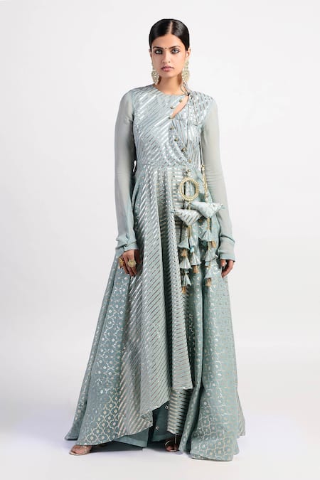 Buy Rishi and Vibhuti Blue Chanderi, Crepe, Georgette Embroidered Anarkali Palazzo Set Online at Aza Fashions Buy_Rishi and Vibhuti_Blue Chanderi, Crepe, Georgette Embroidered Anarkali Palazzo Set _Online_at_Aza_Fashions
