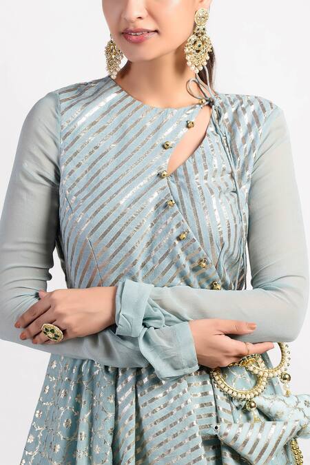 Shop Rishi and Vibhuti Blue Chanderi, Crepe, Georgette Embroidered Anarkali Palazzo Set Online at Aza Fashions Shop_Rishi and Vibhuti_Blue Chanderi, Crepe, Georgette Embroidered Anarkali Palazzo Set _Online_at_Aza_Fashions