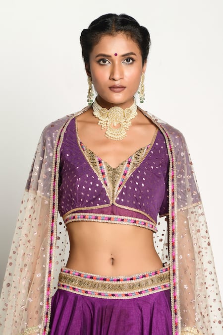 Buy Rishi and Vibhuti Beige Net, Chanderi, Dupion V Neck Shringhar Embroidered Lehenga Set Online at Aza Fashions Buy_Rishi and Vibhuti_Beige Net, Chanderi, Dupion V Neck Shringhar Embroidered Lehenga Set _Online_at_Aza_Fashions