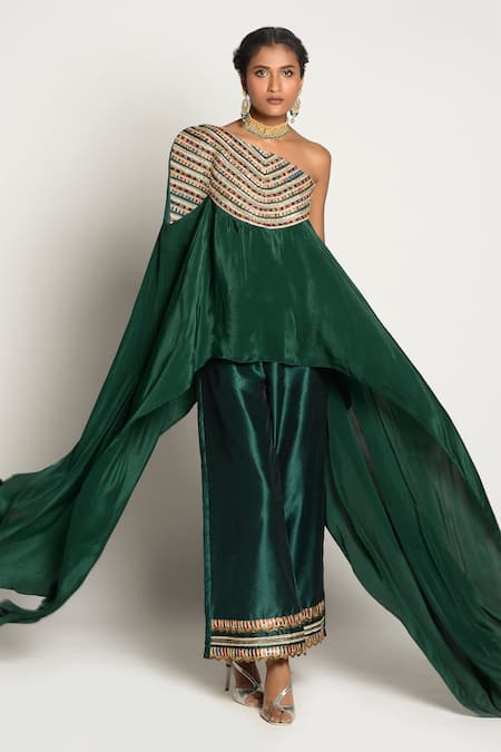 Rishi and Vibhuti Draped Cape & Pant Set 