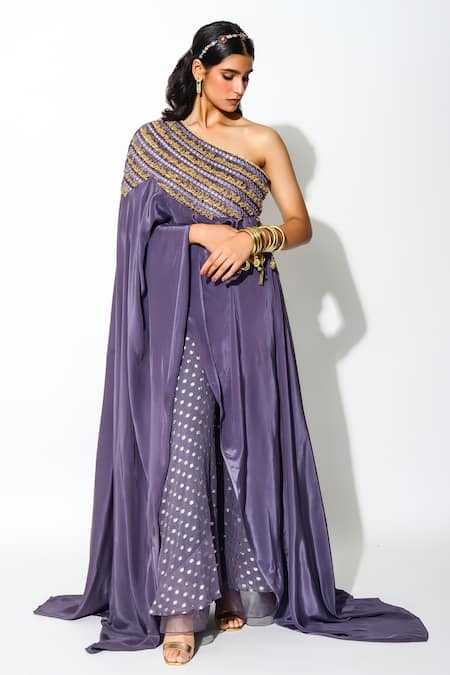 Rishi and Vibhuti One Shoulder Cape & Pant Set 