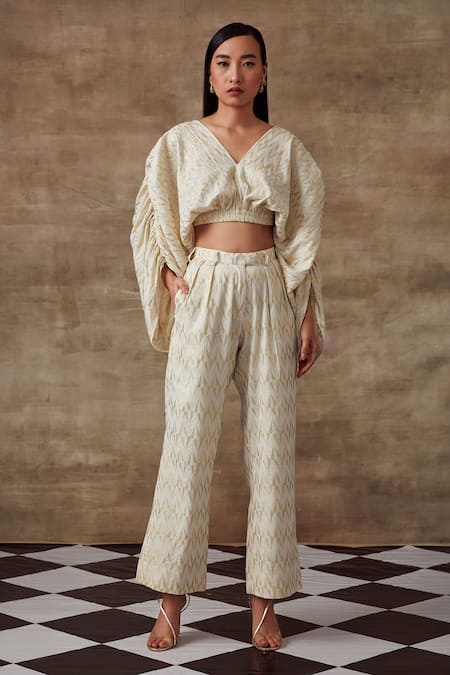 Rishi and Vibhuti Freesia Crop Top & Pant Set 