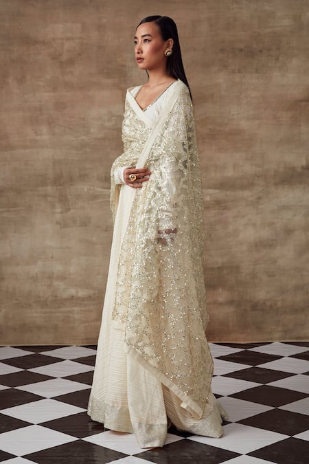 Buy Rishi and Vibhuti White Net, Organic Cotton Mirror Work U Neck Waterlily Anarkali And Dupatta Set Online at Aza Fashions Buy_Rishi and Vibhuti_White Net, Organic Cotton Mirror Work U Neck Waterlily Anarkali And Dupatta Set _Online_at_Aza_Fashions