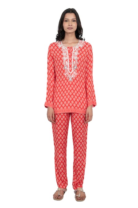 Monisha Jaising Floral Print Kurta & Pant Set 