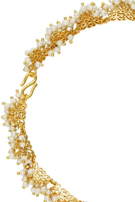 Buy Zariin Gold Plated Fresh Water Pearls Embellished Anklet Online at Aza Fashions Buy_Zariin_Gold Plated Fresh Water Pearls Embellished Anklet _Online_at_Aza_Fashions