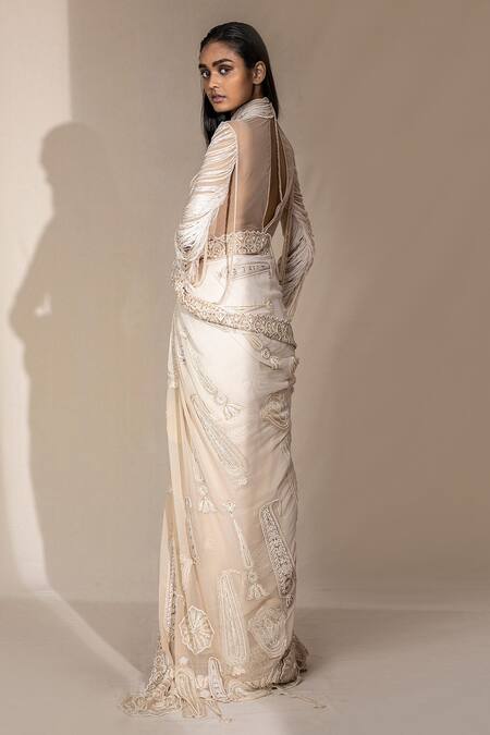 Abhishek Sharma Embroidered Saree With Blouse 
