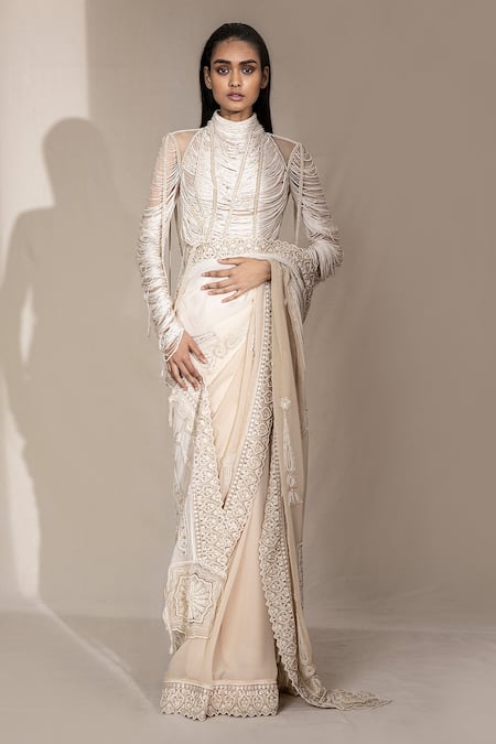 Abhishek Sharma Embroidered Saree With Blouse 