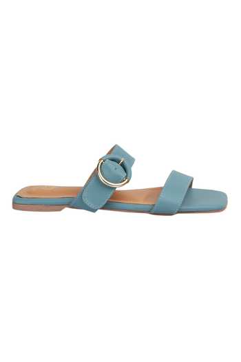 CRIMZON_Blue Buckled Strap Sliders_Online_at_Aza_Fashions