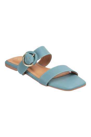 Buy_CRIMZON_Blue Buckled Strap Sliders_Online_at_Aza_Fashions