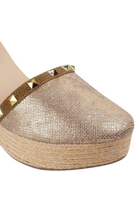 Shop_CRIMZON_Gold Studs Tie-up Platform Wedges_Online_at_Aza_Fashions