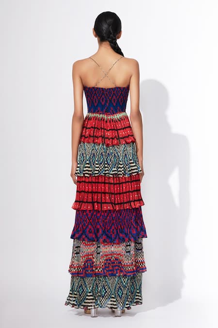 Saaksha & Kinni Hand Micro Pleated Layered Dress 