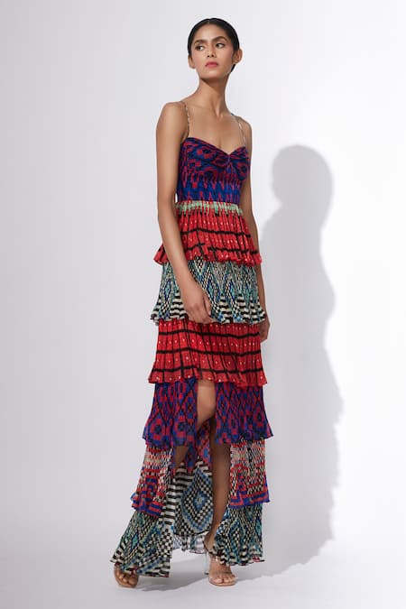 Saaksha & Kinni Hand Micro Pleated Layered Dress 