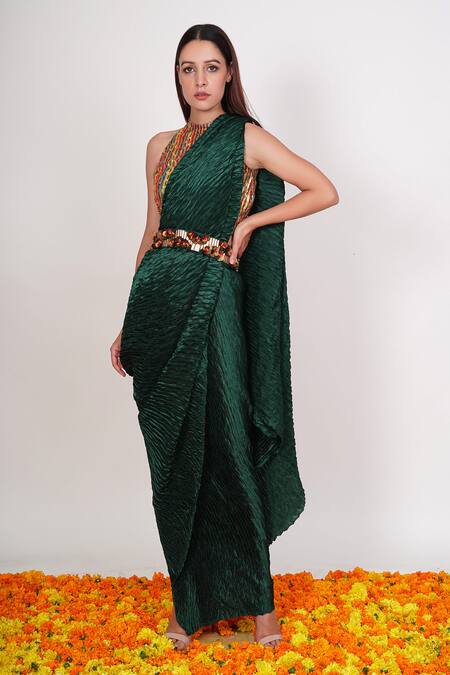 pre pleated saree