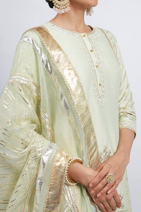 Sheetal Batra_Green Kurta And Gharara Chanderi Banarasi Dupatta Eliza Set_at_Aza_Fashions