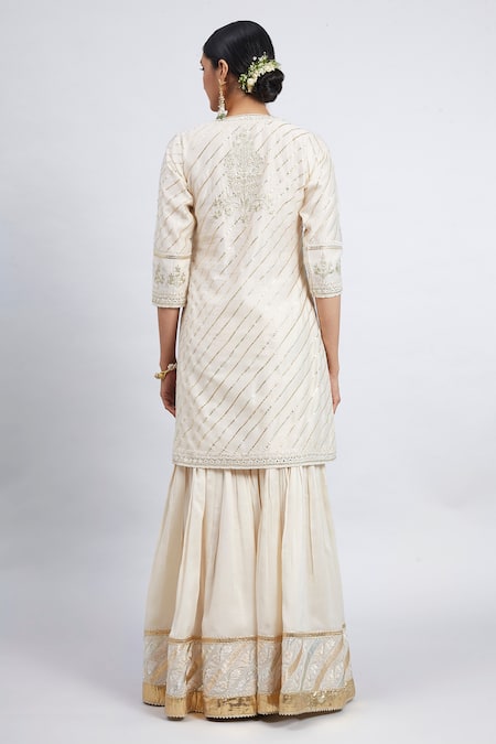 Shop Sheetal Batra White Kurta And Garara Chanderi Dupatta Organza Round Eliza Set at Aza Fashions Shop_Sheetal Batra_White Kurta And Garara Chanderi Dupatta Organza Round Eliza Set _at_Aza_Fashions