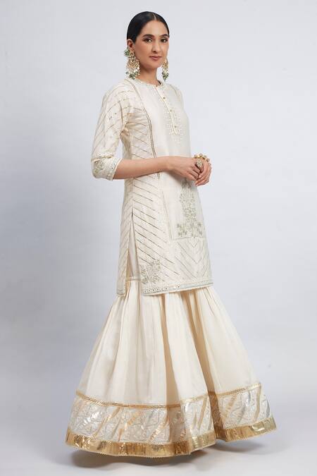 Sheetal Batra White Kurta And Garara Chanderi Dupatta Organza Round Eliza Set Online at Aza Fashions Sheetal Batra_White Kurta And Garara Chanderi Dupatta Organza Round Eliza Set _Online_at_Aza_Fashions