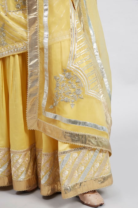Sheetal Batra_Yellow Kurta And Gharara Chanderi Banarasi Dupatta Eliza Set_at_Aza_Fashions