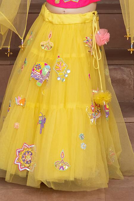 Panchhi By Kanupriya Tibrewala Pink Silk Organza, Net Sequins, Beads, Tassels Embroidered Blouse And Lehenga Set Online at Aza Fashions Panchhi By Kanupriya Tibrewala_Pink Silk Organza, Net Sequins, Beads, Tassels Embroidered Blouse And Lehenga Set_Online_at_Aza_Fashions